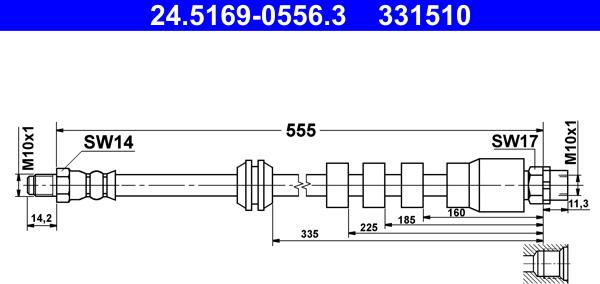 ATE 24.5169-0556.3 - Тормозной шланг unicars.by