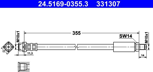 ATE 24.5169-0355.3 - Тормозной шланг unicars.by