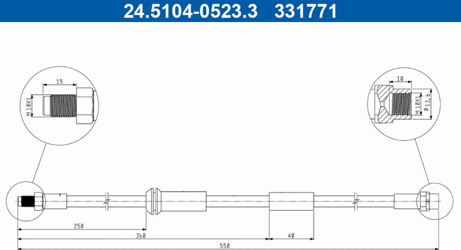 ATE 24.5104-0523.3 - Тормозной шланг unicars.by