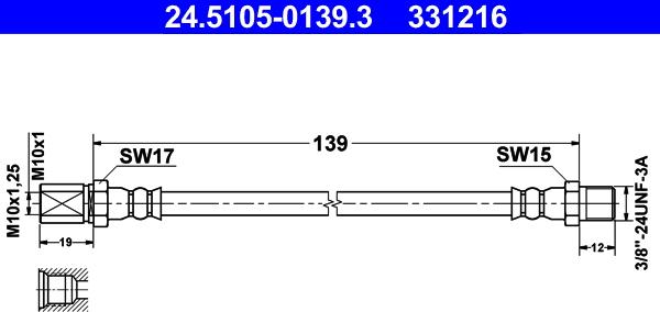 ATE 24.5105-0139.3 - Тормозной шланг unicars.by