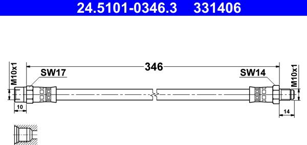 ATE 24.5101-0346.3 - Тормозной шланг unicars.by