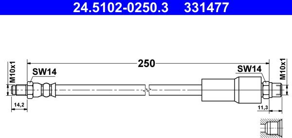 ATE 24.5102-0250.3 - Тормозной шланг unicars.by