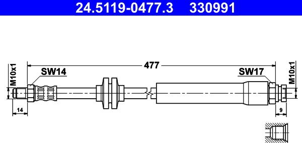 ATE 24.5119-0477.3 - Тормозной шланг unicars.by