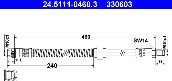 ATE 24.5111-0460.3 - Тормозной шланг unicars.by