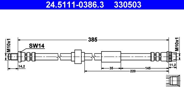 ATE 24.5111-0386.3 - Тормозной шланг unicars.by