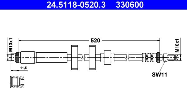 ATE 24.5118-0520.3 - Тормозной шланг unicars.by