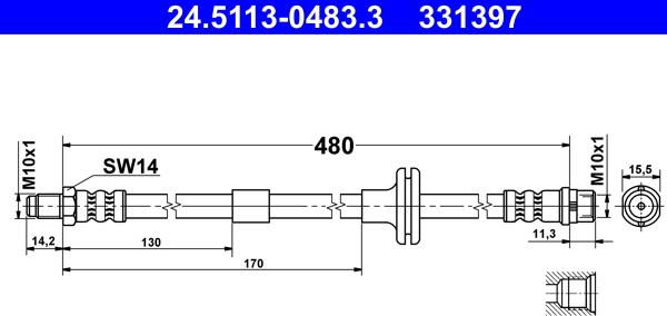 ATE 24.5113-0483.3 - Тормозной шланг unicars.by