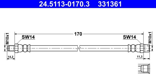 ATE 24.5113-0170.3 - Тормозной шланг unicars.by