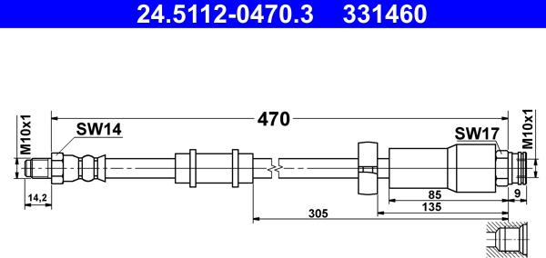 ATE 24.5112-0470.3 - Тормозной шланг unicars.by