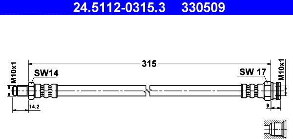 ATE 24.5112-0315.3 - Тормозной шланг unicars.by