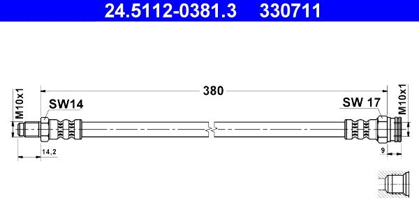 ATE 24.5112-0381.3 - Тормозной шланг unicars.by