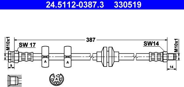 ATE 24.5112-0387.3 - Тормозной шланг unicars.by