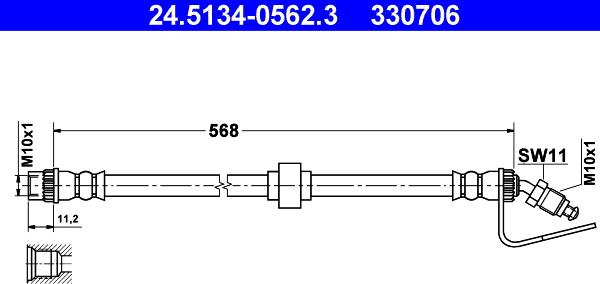 ATE 24.5134-0562.3 - Тормозной шланг unicars.by