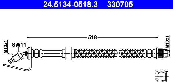 ATE 24.5134-0518.3 - Тормозной шланг unicars.by