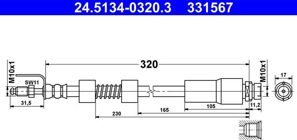 ATE 24.5134-0320.3 - Тормозной шланг unicars.by