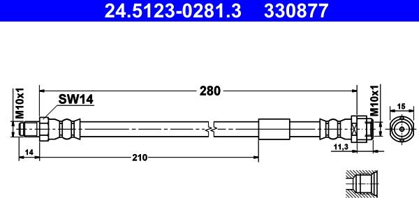 ATE 24.5123-0281.3 - Тормозной шланг unicars.by