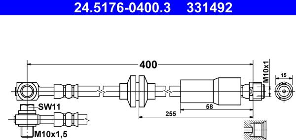 ATE 24.5176-0400.3 - Тормозной шланг unicars.by