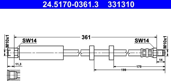 ATE 24.5170-0361.3 - Тормозной шланг unicars.by