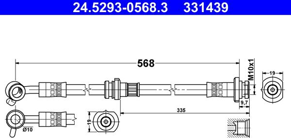 ATE 24.5293-0568.3 - Тормозной шланг unicars.by