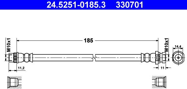 ATE 24.5251-0185.3 - Тормозной шланг unicars.by