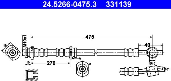 ATE 24.5266-0475.3 - Тормозной шланг unicars.by