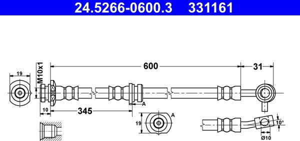 ATE 24.5266-0600.3 - Тормозной шланг unicars.by