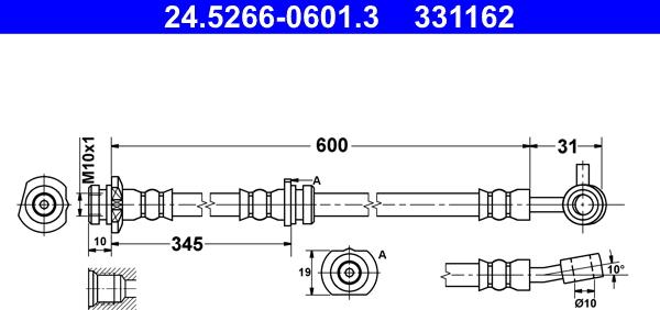 ATE 24.5266-0601.3 - Тормозной шланг unicars.by