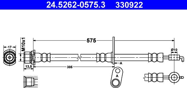 ATE 24.5262-0575.3 - Тормозной шланг unicars.by