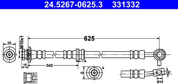 ATE 24.5267-0625.3 - Тормозной шланг unicars.by