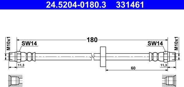 ATE 24.5204-0180.3 - Тормозной шланг unicars.by