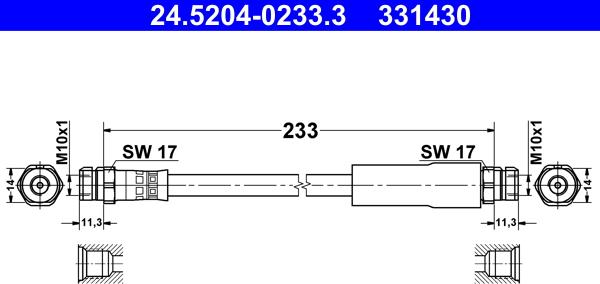 ATE 24.5204-0233.3 - Тормозной шланг unicars.by