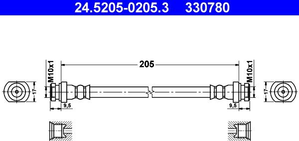 ATE 24.5205-0205.3 - Тормозной шланг unicars.by