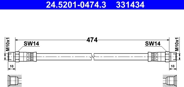 ATE 24.5201-0474.3 - Тормозной шланг unicars.by