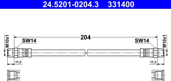 ATE 24.5201-0204.3 - Тормозной шланг unicars.by