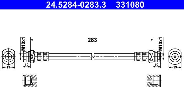 ATE 24.5284-0283.3 - Тормозной шланг unicars.by