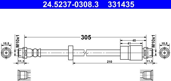 ATE 24.5237-0308.3 - Тормозной шланг unicars.by