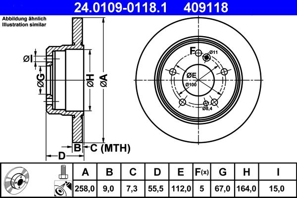 ATE 24.0109-0118.1 - Тормозной диск unicars.by