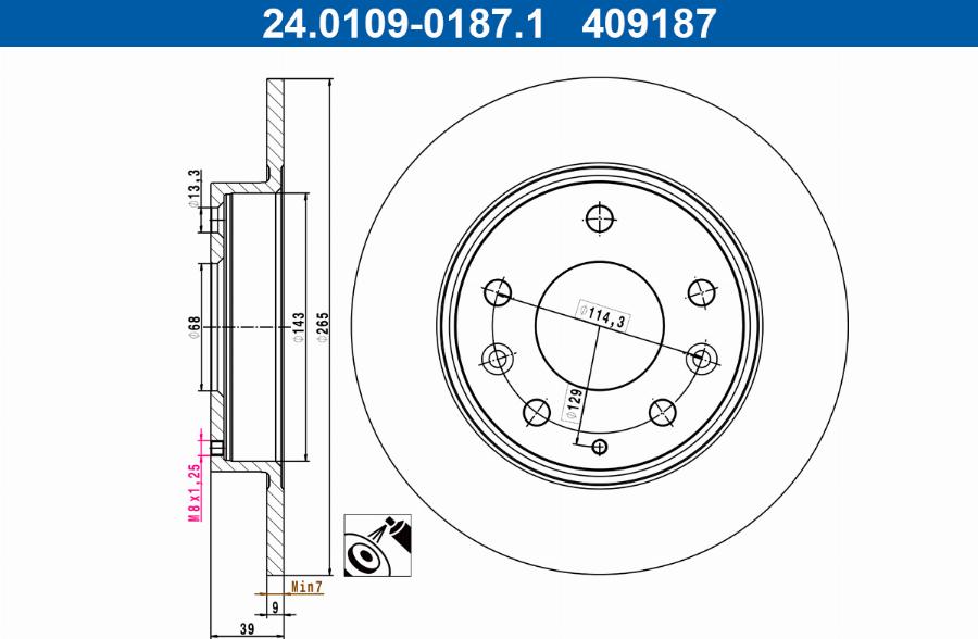 ATE 24.0109-0187.1 - Тормозной диск unicars.by