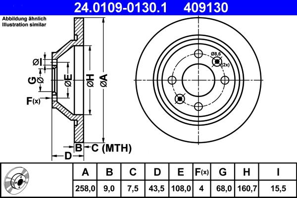 ATE 24.0109-0130.1 - Тормозной диск unicars.by