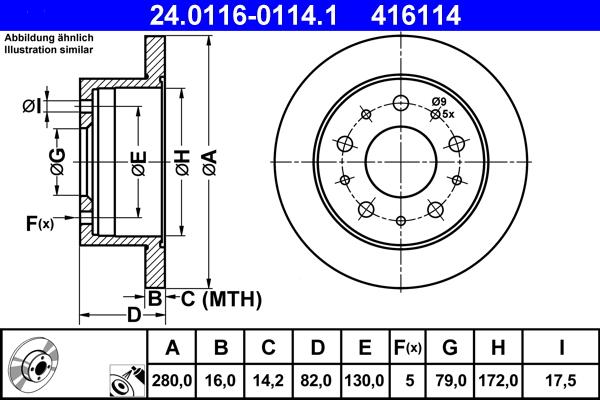 ATE 24.0116-0114.1 - Тормозной диск unicars.by