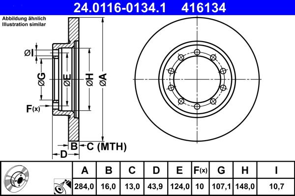 ATE 24.0116-0134.1 - Тормозной диск unicars.by