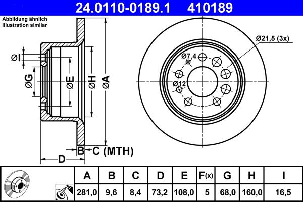 ATE 24.0110-0189.1 - Тормозной диск unicars.by