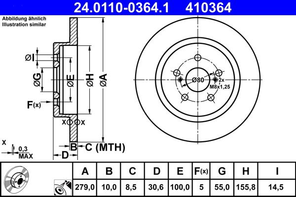 ATE 24.0110-0364.1 - Тормозной диск unicars.by