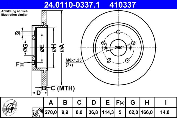 ATE 24.0110-0337.1 - Тормозной диск unicars.by