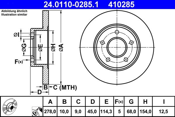 ATE 24.0110-0285.1 - Тормозной диск unicars.by