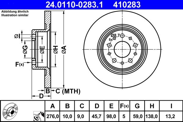 ATE 24.0110-0283.1 - Тормозной диск unicars.by