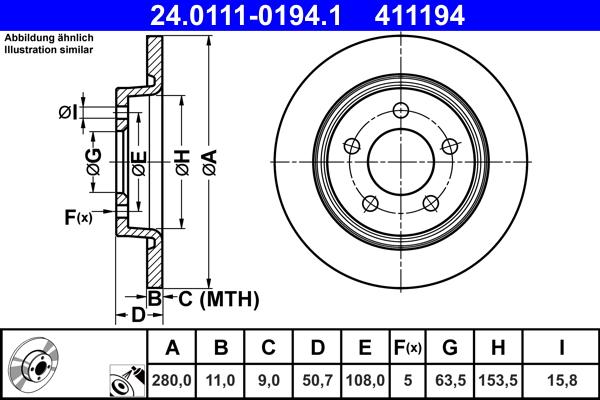 ATE 24.0111-0194.1 - Тормозной диск unicars.by