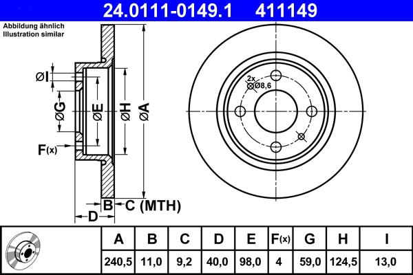 ATE 24.0111-0149.1 - Тормозной диск unicars.by