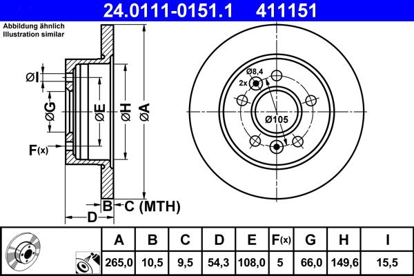 ATE 24.0111-0151.1 - Тормозной диск unicars.by