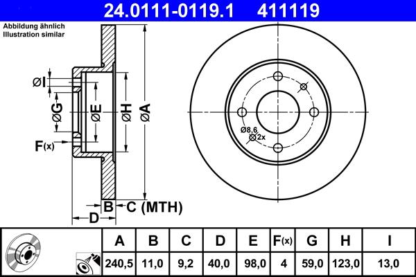 ATE 24.0111-0119.1 - Тормозной диск unicars.by